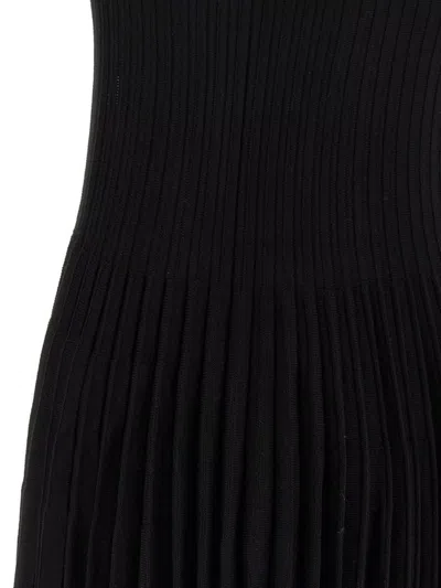 Magda Butrym Ribbed Texture Pleated Skirt Dress In Black