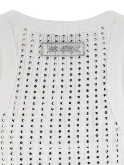Attico Strass Tank Top In White