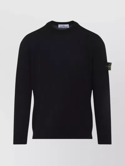 Stone Island Lightweight Wool Crew Neck Pullover In Black