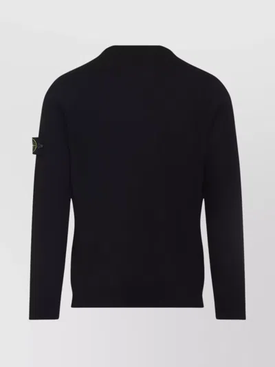 Stone Island Lightweight Wool Crew Neck Pullover In Black