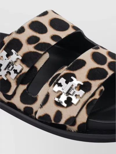 Tory Burch Round Toe Double Strap Animal Print Sandals In Animal Print