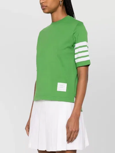 Thom Browne 4-bar Stripes Crewneck T-shirt In Green