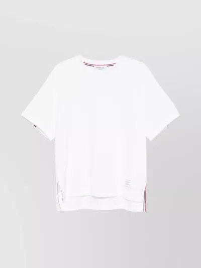 Thom Browne Oversized T-shirt With Rwb Knit Trim In White