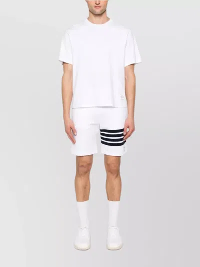 Thom Browne Oversized T-shirt With Rwb Knit Trim In White