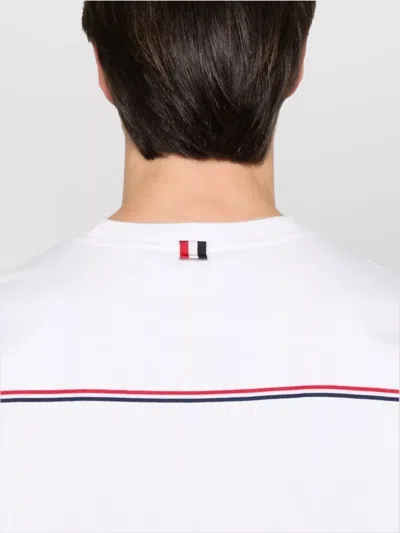 Thom Browne Oversized T-shirt With Rwb Knit Trim In White