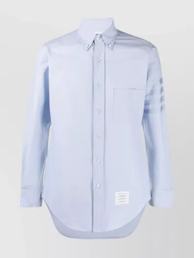 Thom Browne Straight Fit Cotton Oxford Button-down Shirt In Blue