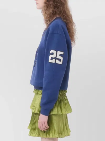 Valentino Blue Cotton "v" College Sweatshirt In Blue