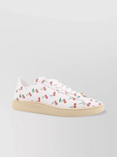 Valentino Garavani Royco Sneaker In Nappa Calfskin With Cherryfic Pattern In White