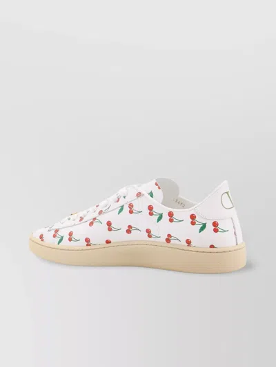 Valentino Garavani Royco Sneaker In Nappa Calfskin With Cherryfic Pattern In White