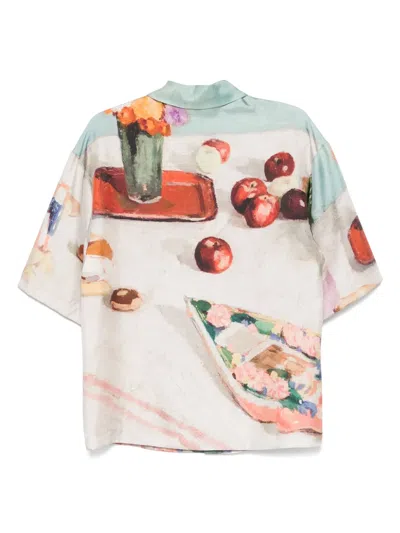 Nanushka Caspian Button-front Silk Twill Shirt In Multi