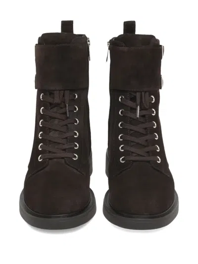 Gianvito Rossi Laced Ankle Boots In Brown