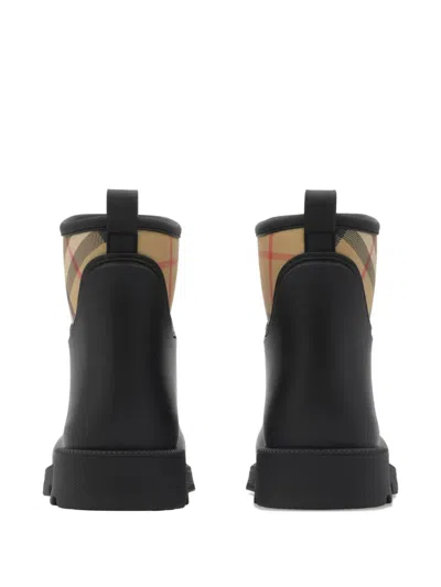 Burberry Marsh Stamp Rubber Ankle Boots In Black