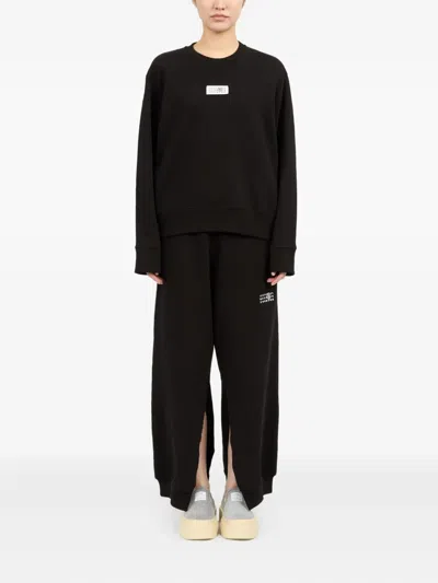 Mm6 Maison Margiela Logo Cotton Sweatshirt In Black