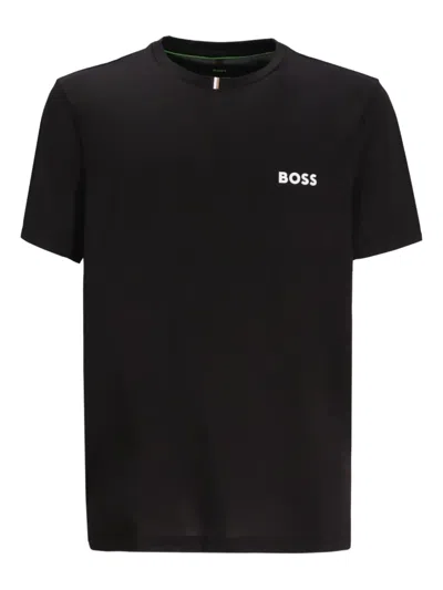 Hugo Boss Slim-fit T-shirt With Popcorn Stripe Fabric In Black