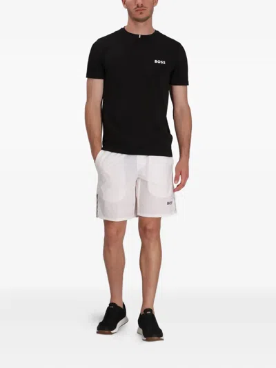 Hugo Boss Slim-fit T-shirt With Popcorn Stripe Fabric In Black