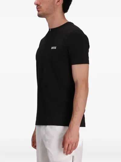 Hugo Boss Slim-fit T-shirt With Popcorn Stripe Fabric In Black