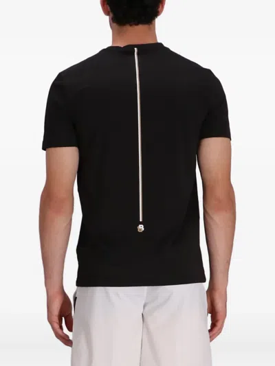 Hugo Boss Slim-fit T-shirt With Popcorn Stripe Fabric In Black