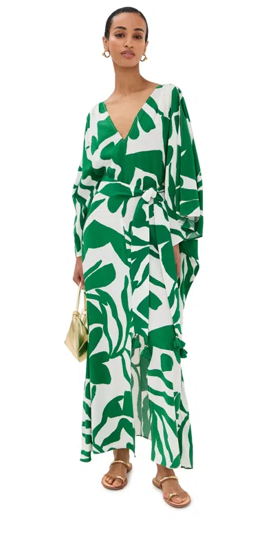 Figue Renata Kaftan Abstract Flora Garden Green In Green