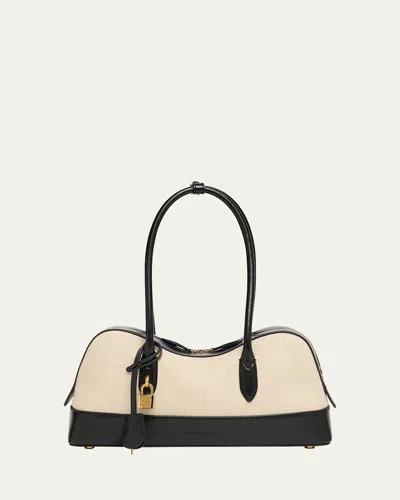 Stella Mccartney Stella Ryder Medium Cotton Canvas And Alter Mat Shoulder Bag In Neutral