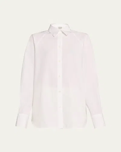 Totême Raw-edge Raglan-sleeve Button-down Shirt In White