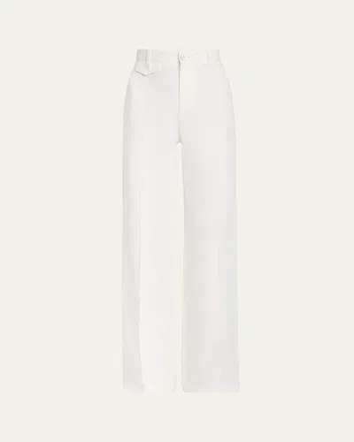 Chloé High-rise Wide-leg Cotton Pants In White