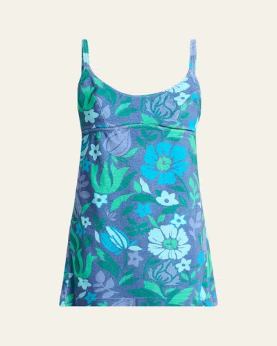 Chloé Chloe Women Printed Terry Fabric Mini Dress In Blue