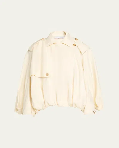 Gabriela Hearst Hunt Oversized Trench Jacket In Ivory Textured Linen