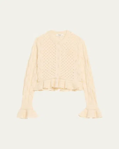 Chloé Latte-colored Crochet Cardigan In Cotton Blend In Neutral