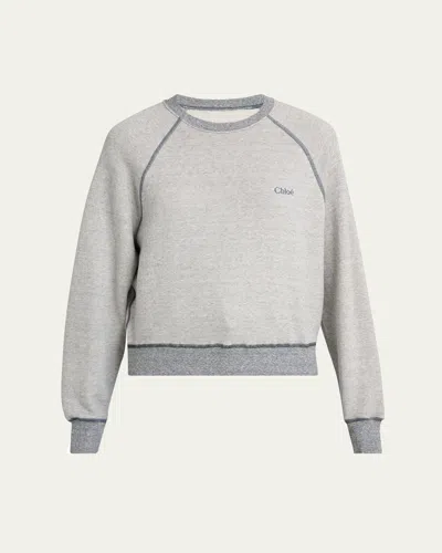 Chloé Logo Embroidered Fleece Sweatshirt In Gray
