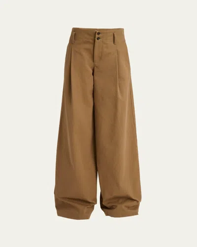 Chloé Cotton Canvas Wide Pants In Brown