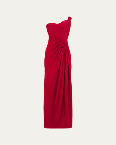 Gaurav Gupta Erytheia Sculpted One-shoulder Column Gown In Red
