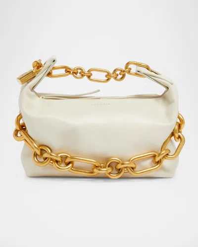Balmain Sync Chain Mini Top-handle Bag In Calfskin Leather