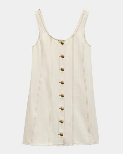 Rag & Bone Featherweight Laney Button-front Mini Dress In Neutral