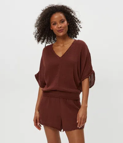 Michael Stars Imani Cropped Dolman Sleeve Top In Brown