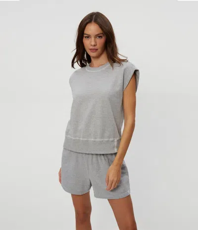 Michael Stars Brooklyn Power Shoulder Sweatshirt In Multi