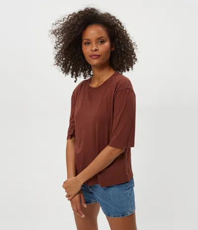 Michael Stars Reid Slub Oversize Crewneck Tee In Espresso In Brown