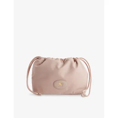 Burberry Reversible Pouch In Pink Nylon With Check Pattern