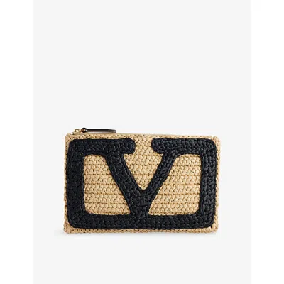 Valentino Womens Naturale-nero Viva Superstar Small Raffia Pouch