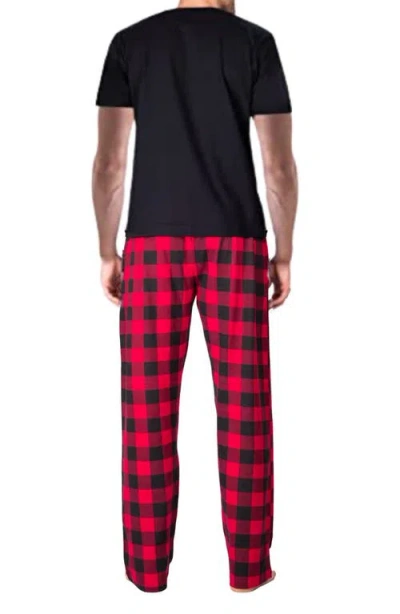 Sleephero Knit Brushed Grid Flannel Pajamas In Multi