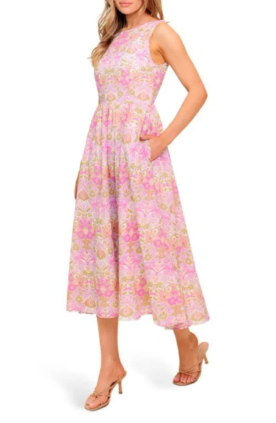 Flying Tomato Under The Sun Woven Midi Dress In Pink In Pink