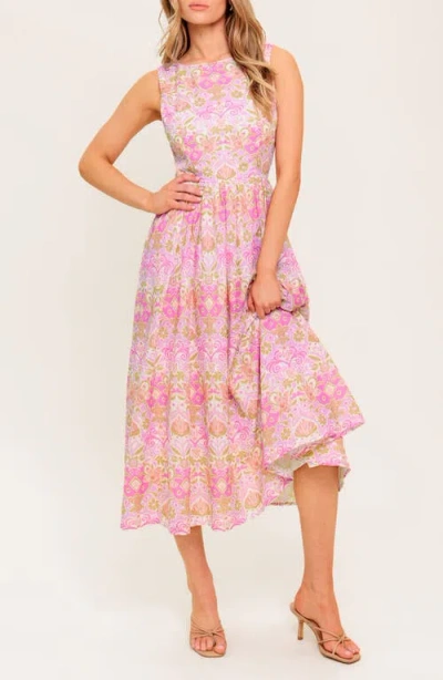 Flying Tomato Under The Sun Woven Midi Dress In Pink In Pink