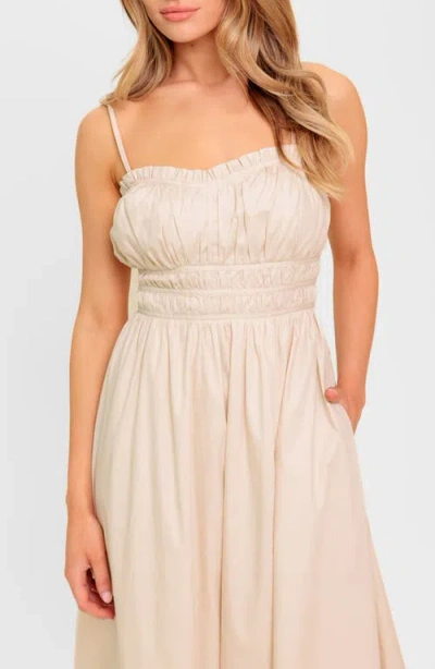 Flying Tomato Ruched Midi Dress In White