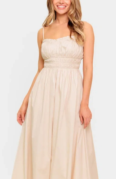 Flying Tomato Ruched Midi Dress In White