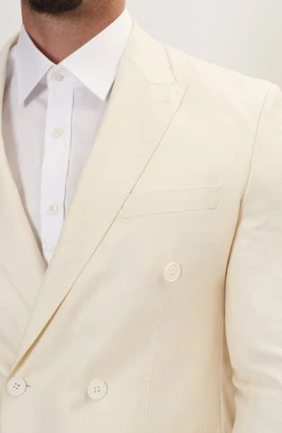 Ron Tomson Super 120s Wool Double Breasted Tuxedo Jacket In Nude