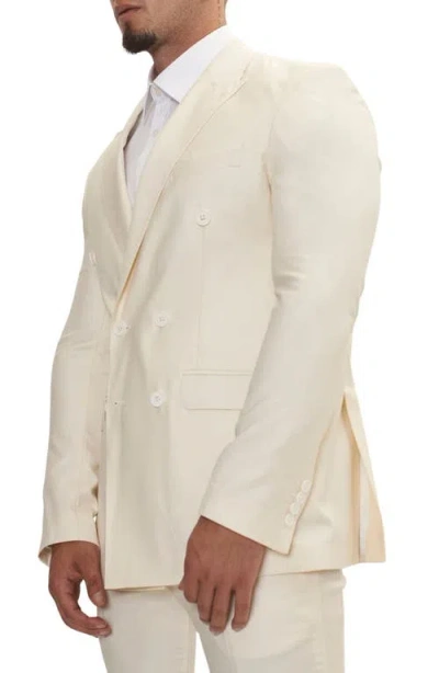 Ron Tomson Super 120s Wool Double Breasted Tuxedo Jacket In Nude