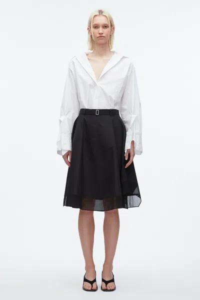 3.1 Phillip Lim Belted Flounce Skirt With Chiffon Combo In Black