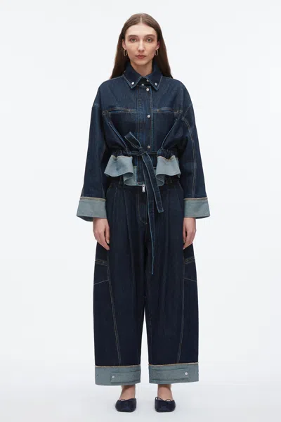 3.1 Phillip Lim Boxy Jacket With Waist Ties Dark Indigo In Blue