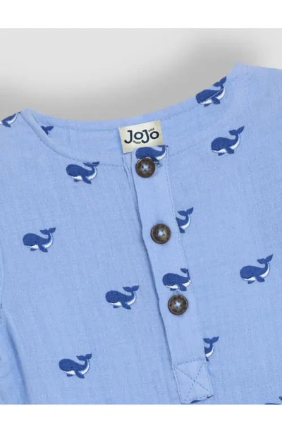 Jojo Maman Bébé Jojo Maman Bebe Whale Print Cotton Gauze Romper