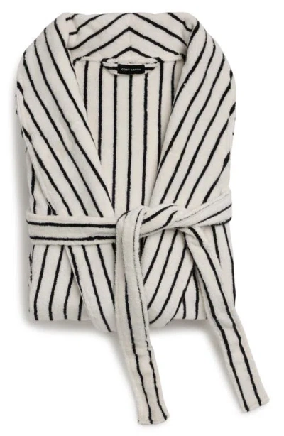 Cozy Earth Stripe Luxe Terry Robe In Black