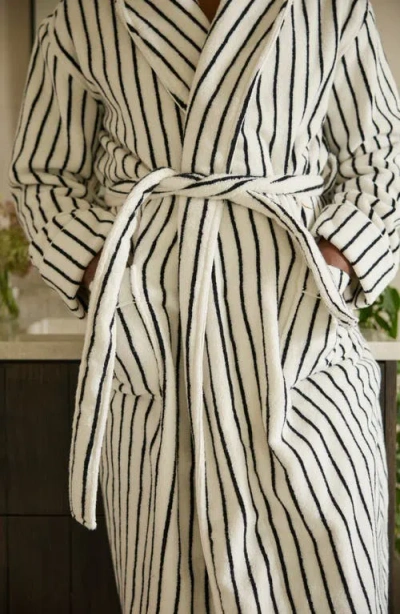 Cozy Earth Stripe Luxe Terry Robe In Black